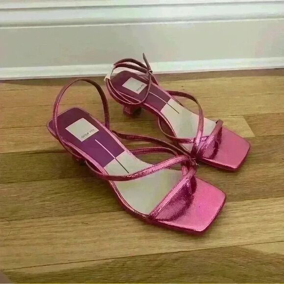 DOLCE VITA Women's Baylor Square Toe Block Heel Thong Sandals Pink - Picture 2 of 6